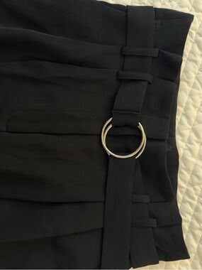 Black Pleated Pant with Double Ring Belt